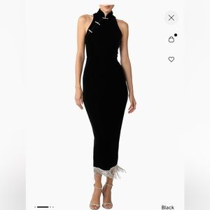 Sau Lee Martha Velvet Dress Black